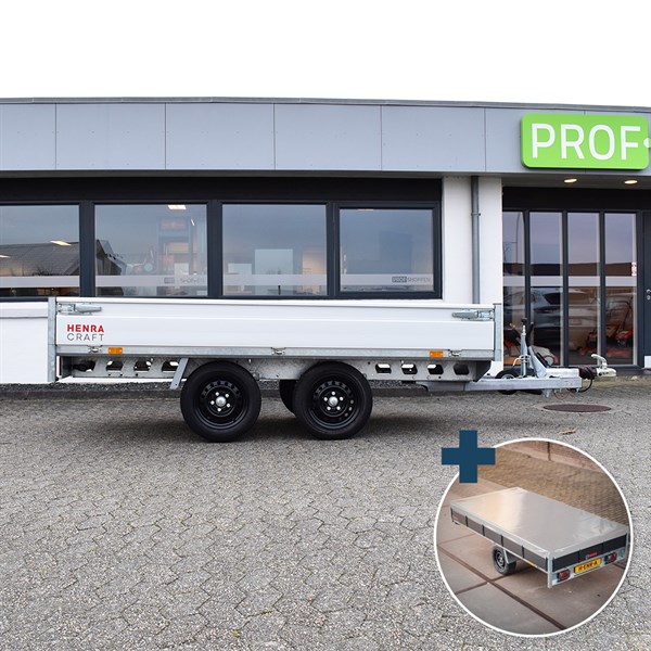 Henra Platformtrailer 2.000 kg Dobbeltakslet inkl. presenning - Craft Series - L: 290 x B: 150 cm