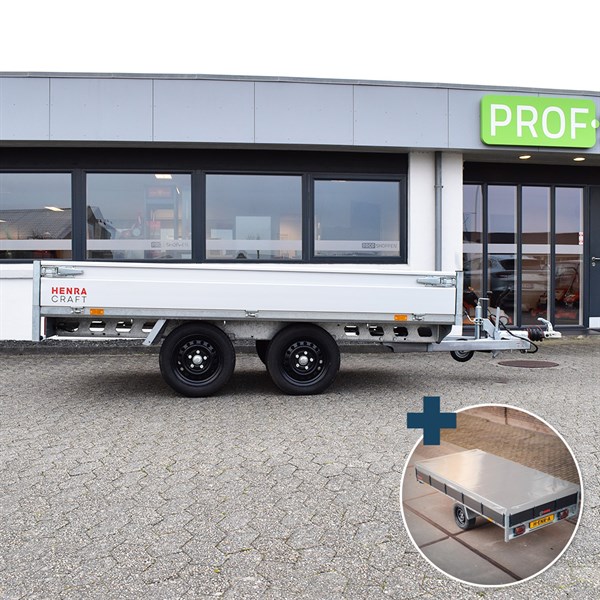 Henra Platformtrailer 2.000 kg Dobbeltakslet inkl. presenning - Craft Series - L: 290 x B: 170 cm