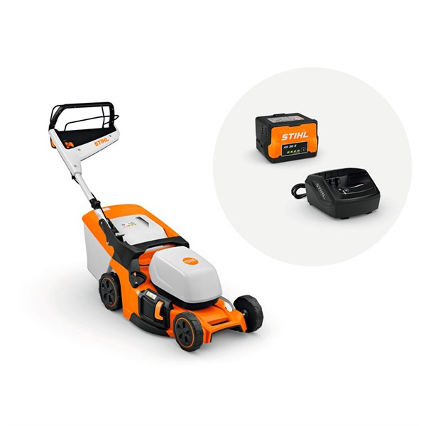 Stihl RMA 448.3 V Batteri-plæneklipper med opsamler og ECO-mode - klippebredde: 46 cm - komplet sæt