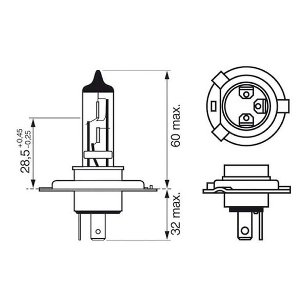 UDGÅET Pære Bosch Ultra White 4200K,H4,12V,60/55W,P43t