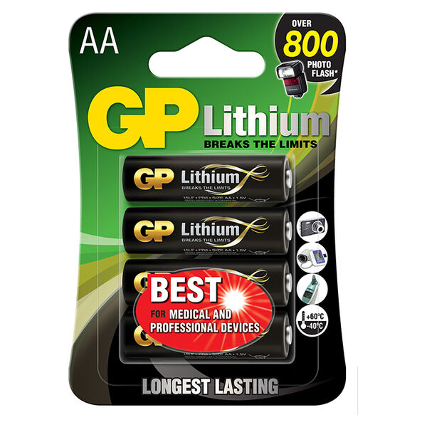 GP AA-litiumbatteri 1.5V, 15LF-2U4, 4-pak